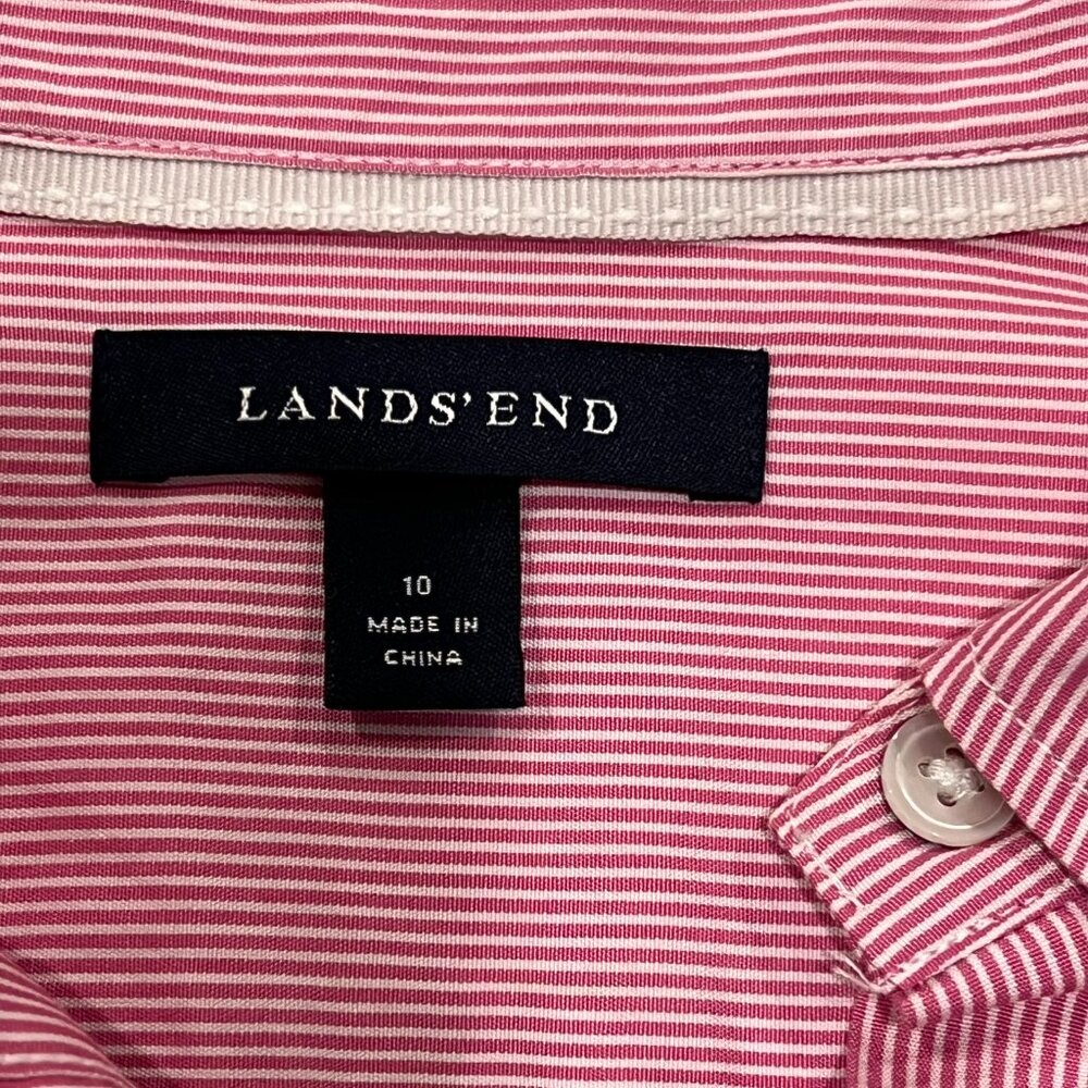 Lands' End Striped Midi Shirt Dress, Cotton, 10 - Picture 3 of 8
